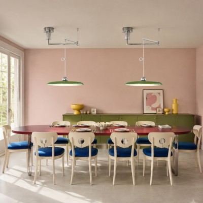 Delphin Colorful Swing Arm Flying Saucer Pendant Light