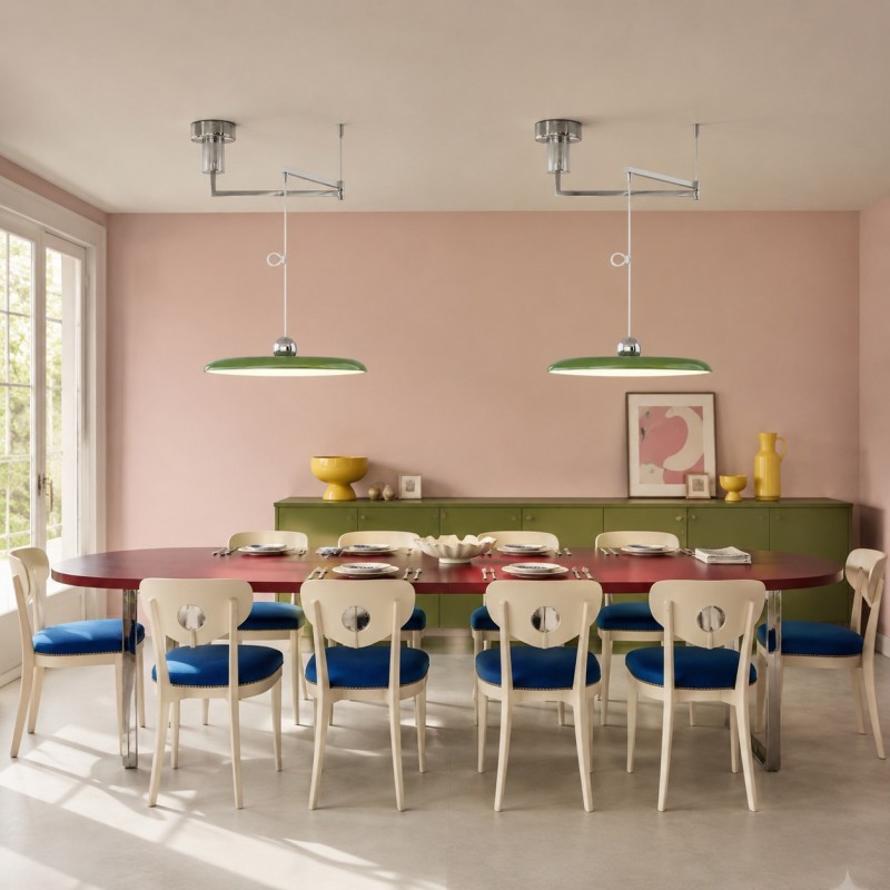 Delphin Colorful Swing Arm Flying Saucer Pendant Light