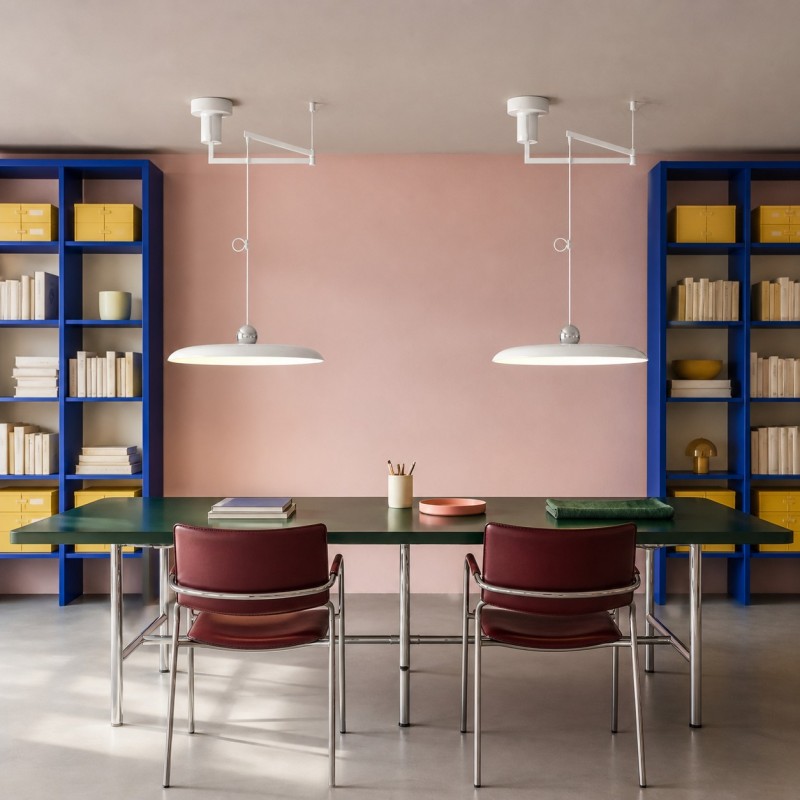 Delphin Colorful Swing Arm Flying Saucer Pendant Light