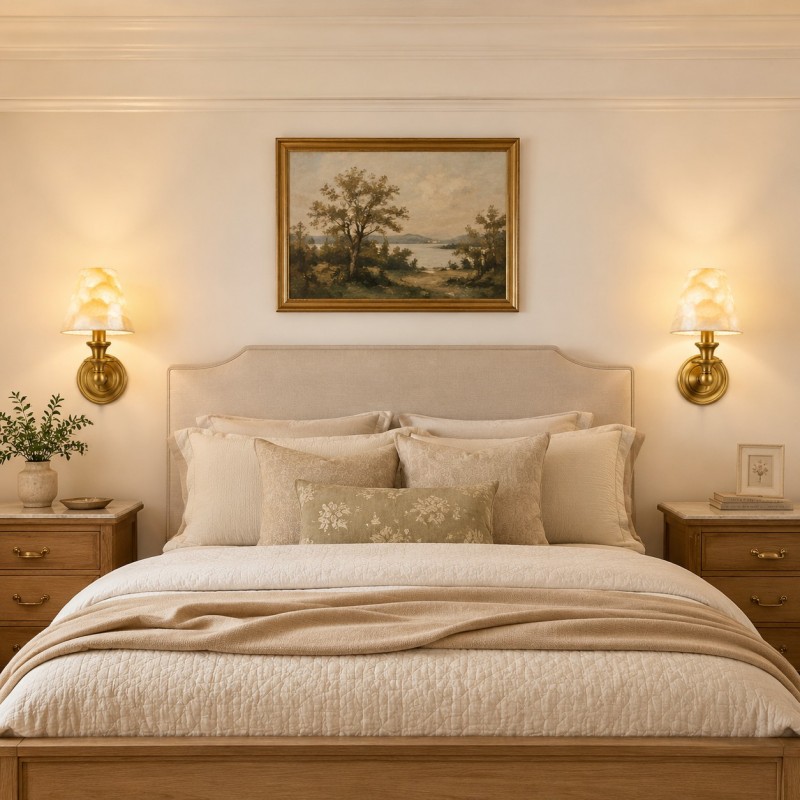 Joel Retro Brass Shell Shade Wall Sconce