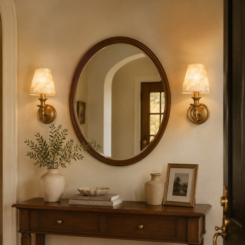 Joel Retro Brass Shell Shade Wall Sconce