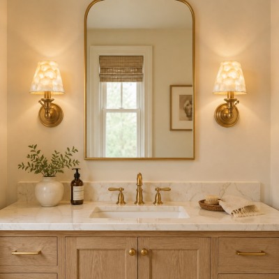 Joel Retro Brass Shell Shade Wall Sconce