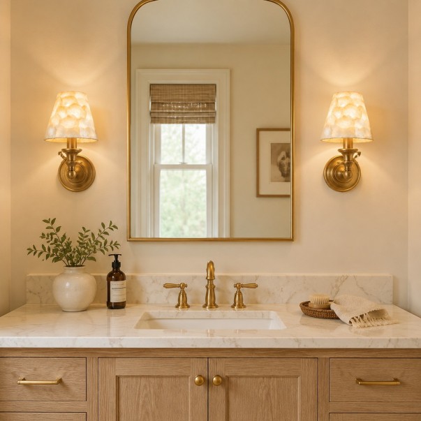 Joel Retro Brass Shell Shade Wall Sconce