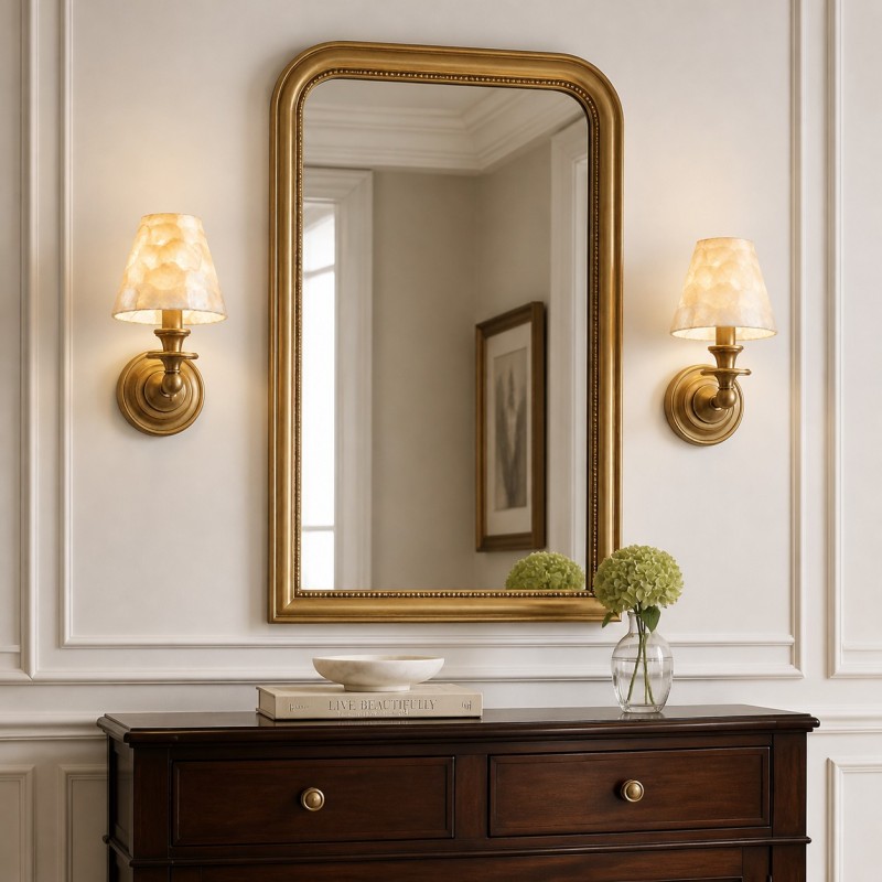 Joel Retro Brass Shell Shade Wall Sconce