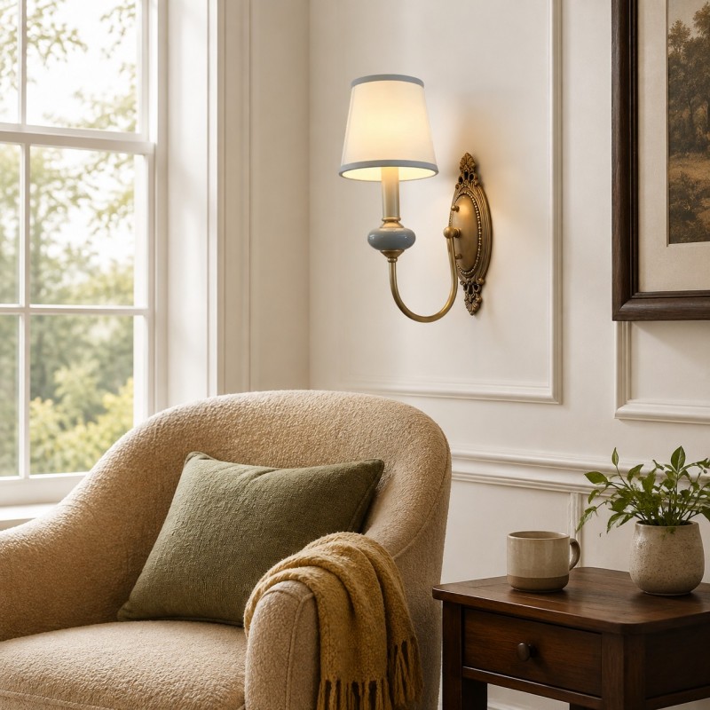 Osman Vintage Fabric Linen Wall Sconce
