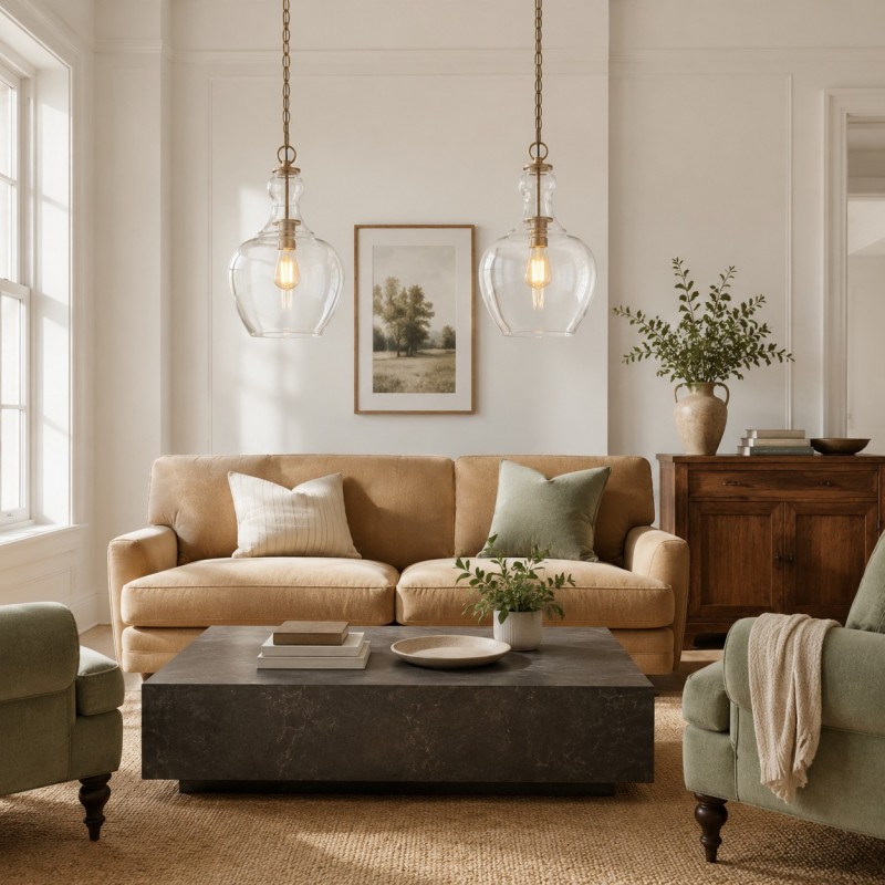Yates Industrial Clear Glass Pendant Light