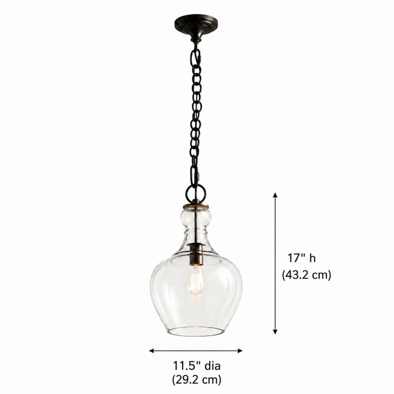 Yates Industrial Clear Glass Pendant Light