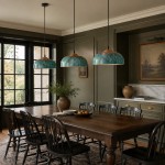 Griffin Vintage Turquoise Patina Metal Dome Pendant Light