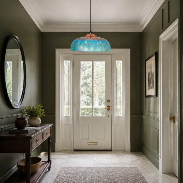 Griffin Vintage Turquoise Patina Metal Dome Pendant Light