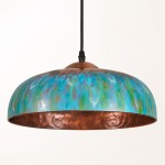 Griffin Vintage Turquoise Patina Metal Dome Pendant Light