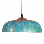 Griffin Vintage Turquoise Patina Metal Dome Pendant Light