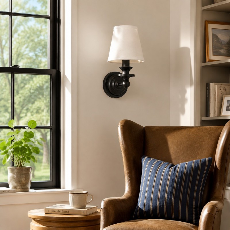 Ashby Vintage Linen Shade Wall Light