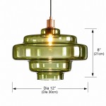 Yves Contemporary Tiered Green Glass Pendant Light