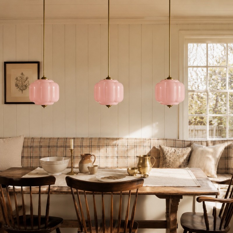 Cyrilith Vintage Milk Glass Oiled Brass Eloise Pendant light
