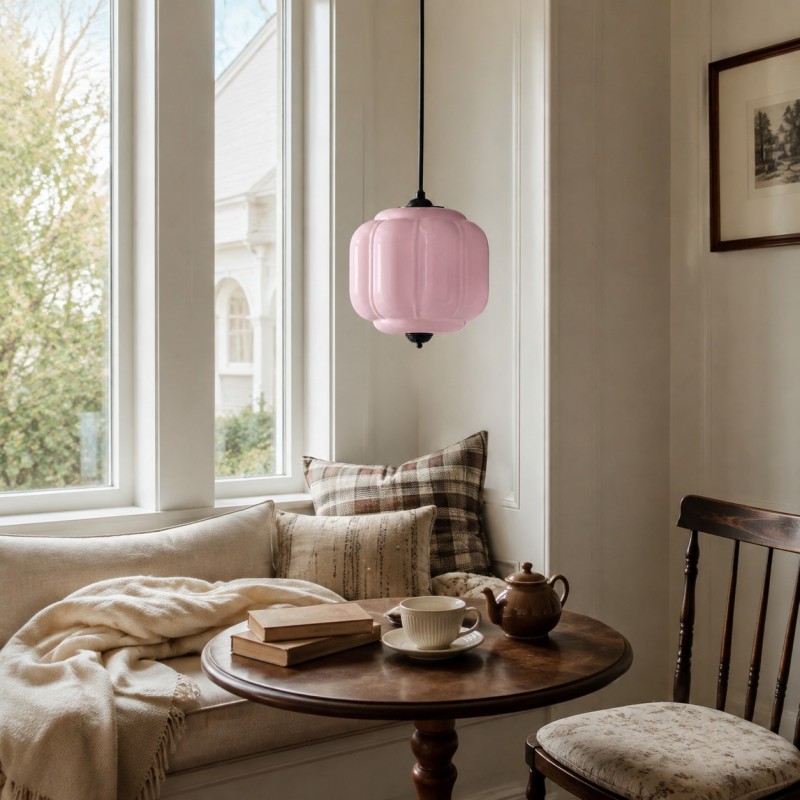 Cyrilith Vintage Milk Glass Oiled Brass Eloise Pendant light