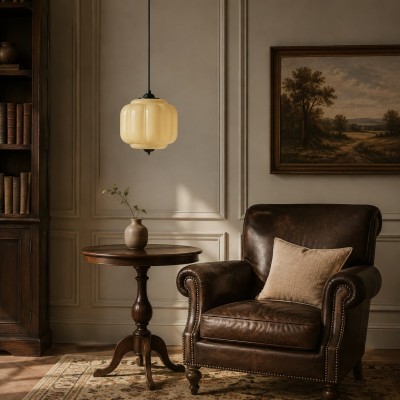Cyrilith Vintage Milk Glass Oiled Brass Eloise Pendant light