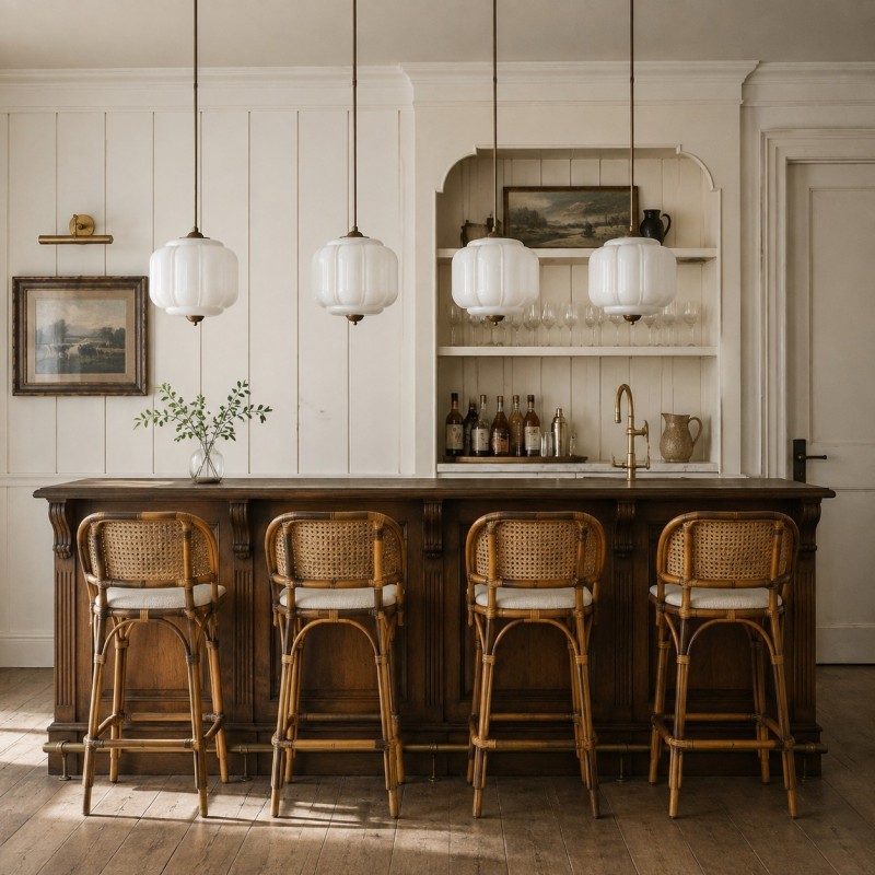 Cyrilith Vintage Milk Glass Oiled Brass Eloise Pendant light