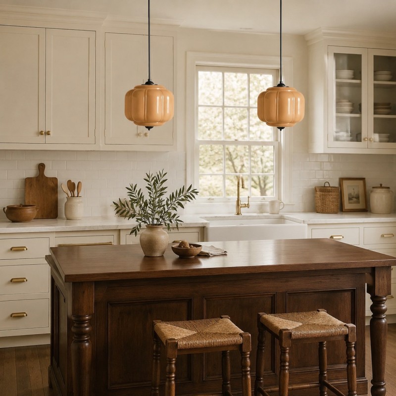 Cyrilith Vintage Milk Glass Oiled Brass Eloise Pendant light