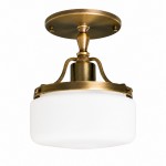 Atlas Vintage Milky Glass Semi Flush Mount Metal Ceiling Light