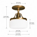 Atlas Vintage Milky Glass Semi Flush Mount Metal Ceiling Light
