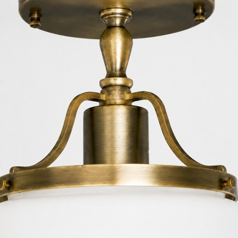 Atlas Vintage Milky Glass Semi Flush Mount Metal Ceiling Light