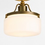 Atlas Vintage Milky Glass Semi Flush Mount Metal Ceiling Light