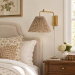 Blaine Vintage Gingham Pleated Fabric Wall Lamp