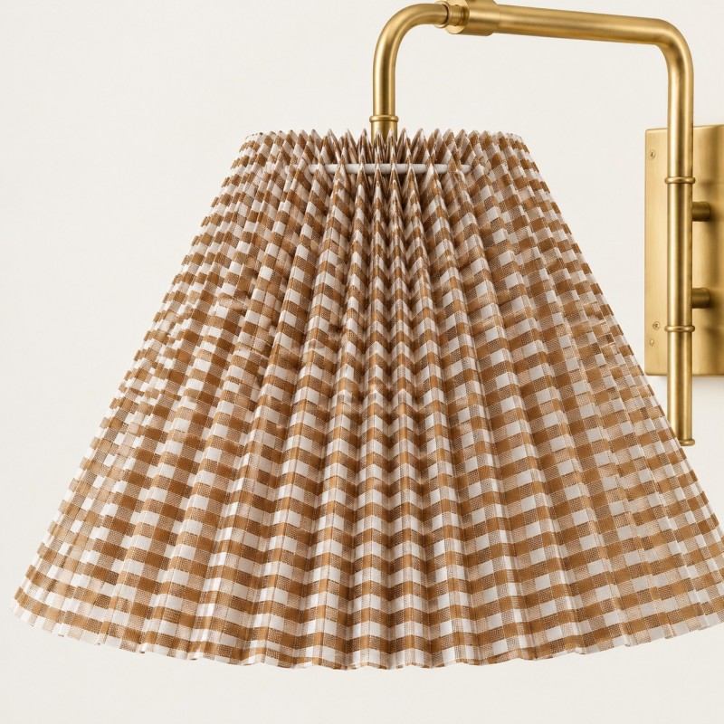 Blaine Vintage Gingham Pleated Fabric Wall Lamp
