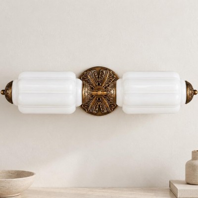 Cyrilith Vintage Art Deco Milk Glass Eloise Vanity Light