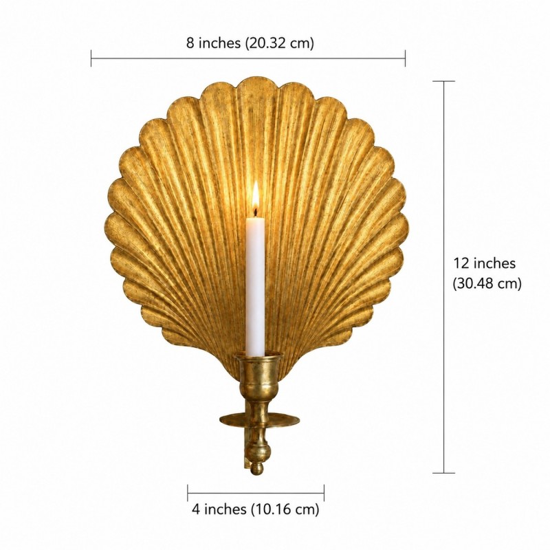 Irvin Antique Brass Shell Candlestick Wall Sconce