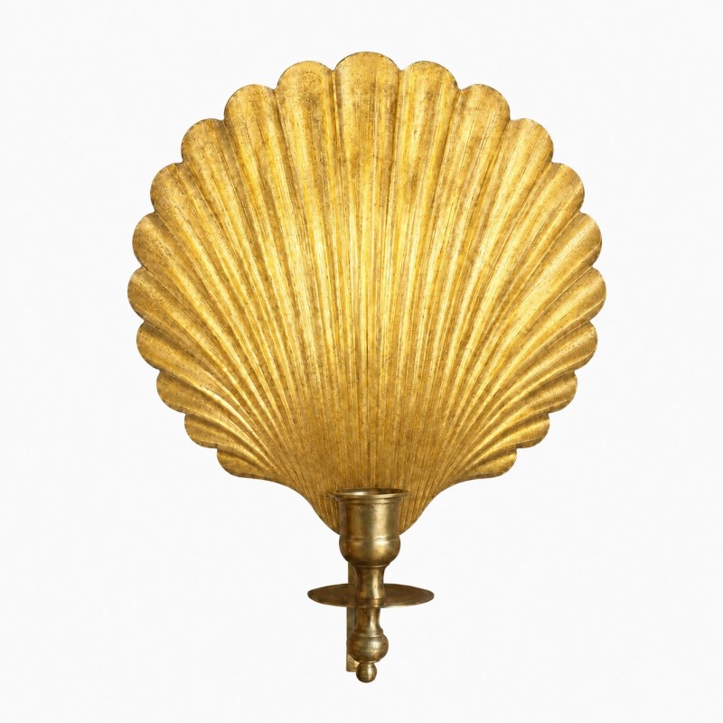 Irvin Antique Brass Shell Candlestick Wall Sconce