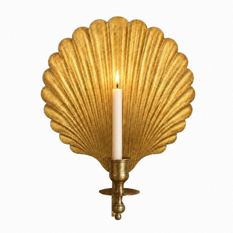 Irvin Antique Brass Shell Candlestick Wall Sconce