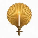 Irvin Antique Brass Shell Candlestick Wall Sconce
