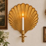 Irvin Antique Brass Shell Candlestick Wall Sconce