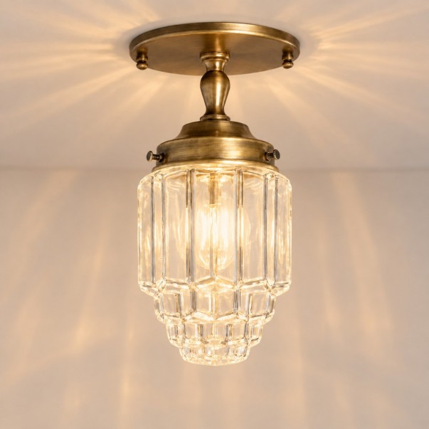 Lawson Classic Ribbed Glass Semi Flush Mount Ceiling Light