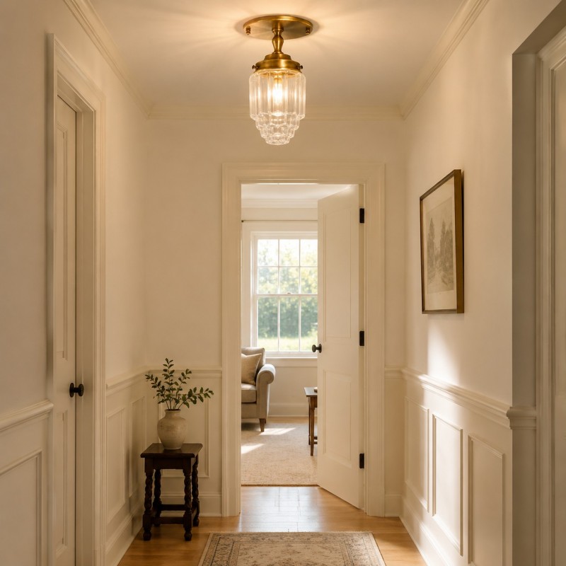 Lawson Classic Ribbed Glass Semi Flush Mount Ceiling Light