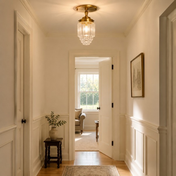 Lawson Classic Ribbed Glass Semi Flush Mount Ceiling Light