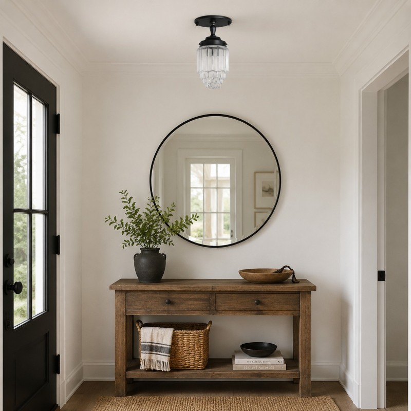 Lawson Classic Ribbed Glass Semi Flush Mount Ceiling Light