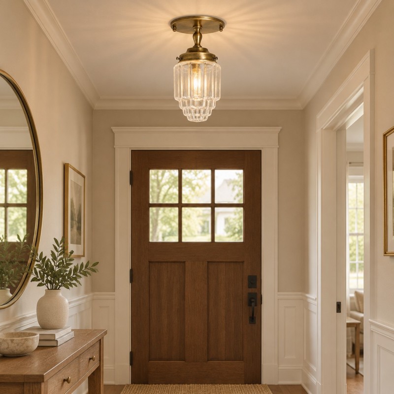 Lawson Classic Ribbed Glass Semi Flush Mount Ceiling Light