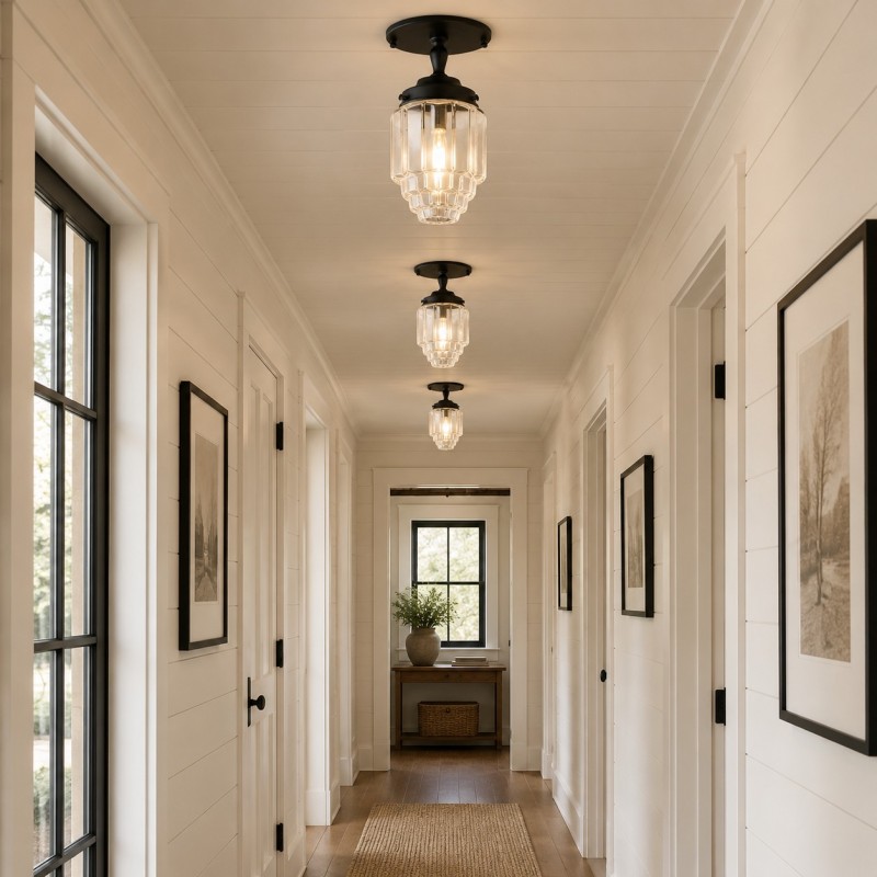 Lawson Classic Ribbed Glass Semi Flush Mount Ceiling Light