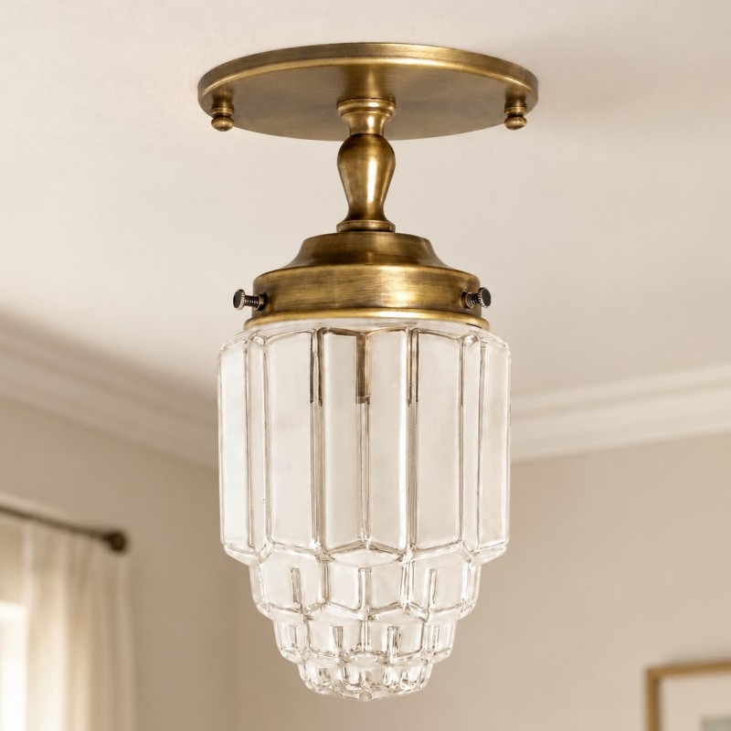 Lawson Classic Ribbed Glass Semi Flush Mount Ceiling Light