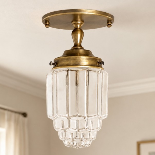 Lawson Classic Ribbed Glass Semi Flush Mount Ceiling Light
