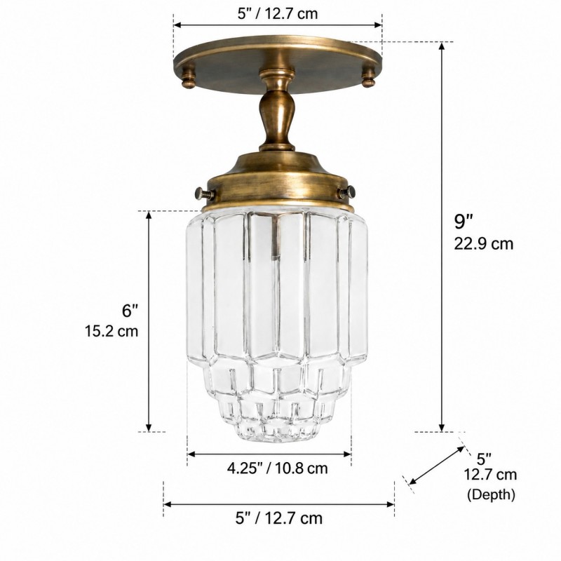 Lawson Classic Ribbed Glass Semi Flush Mount Ceiling Light