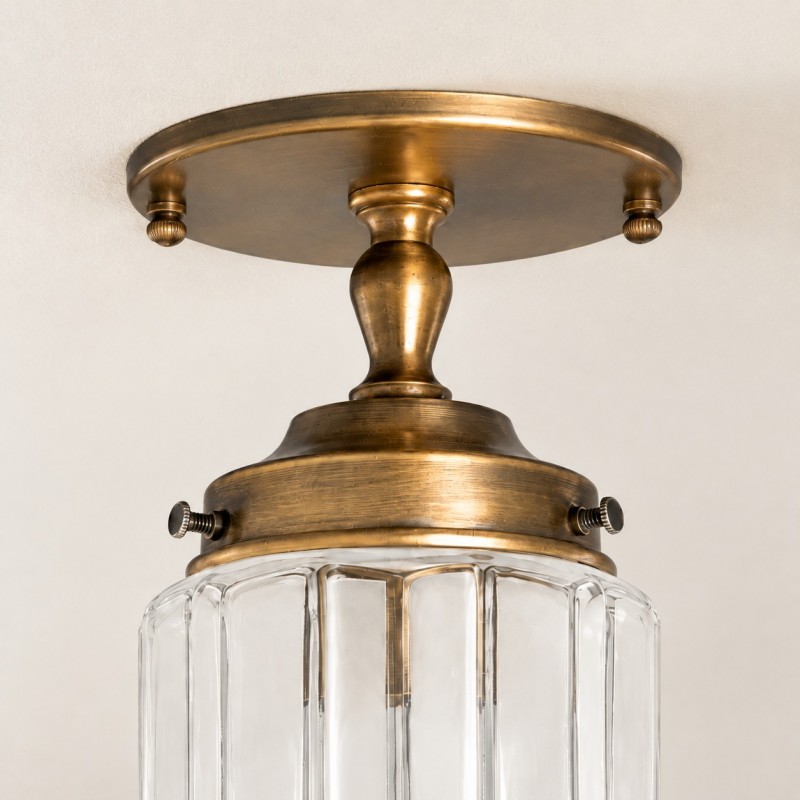 Lawson Classic Ribbed Glass Semi Flush Mount Ceiling Light