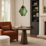Kaelyn Bottle Shade Stained Striped Glass Pendant Light