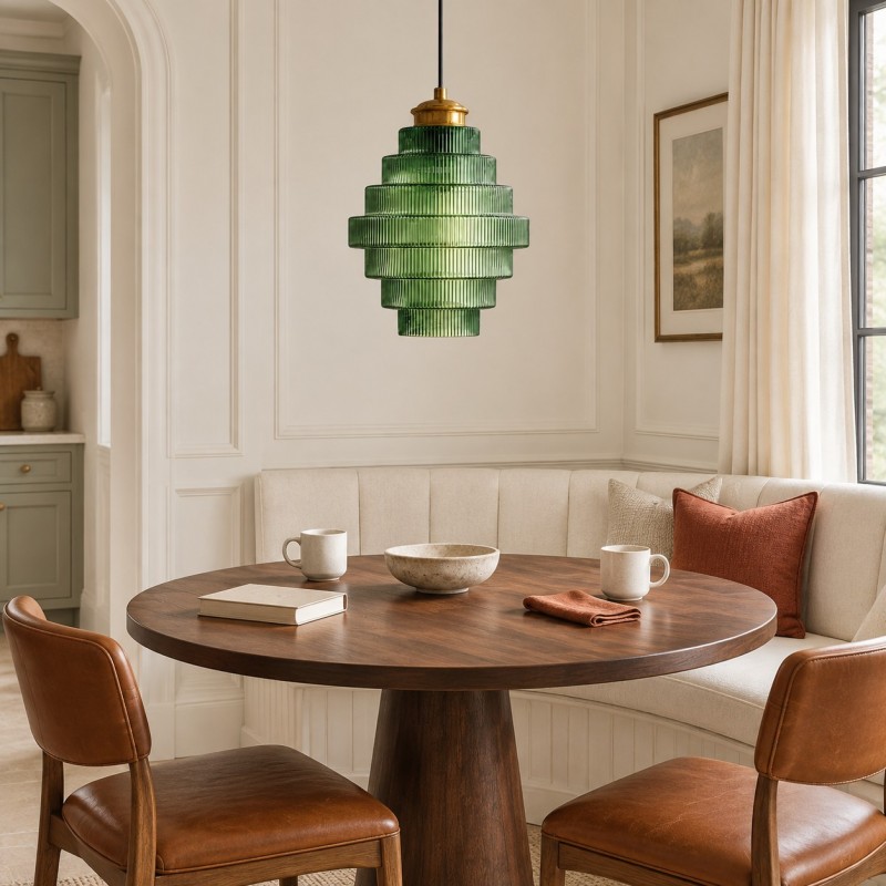 Kaelyn Bottle Shade Stained Striped Glass Pendant Light