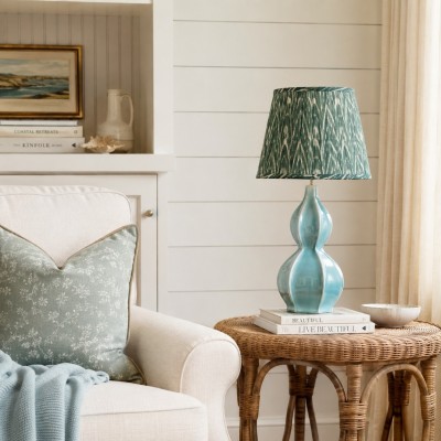 Cresenda Bohemian Fabric Ceramic Gourd Table Lamp