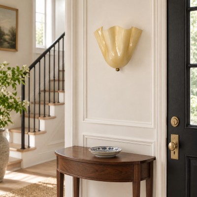 Kyrintha Mid-Century Skirt Shell Glass Fazzo Petalia Wall Sconce