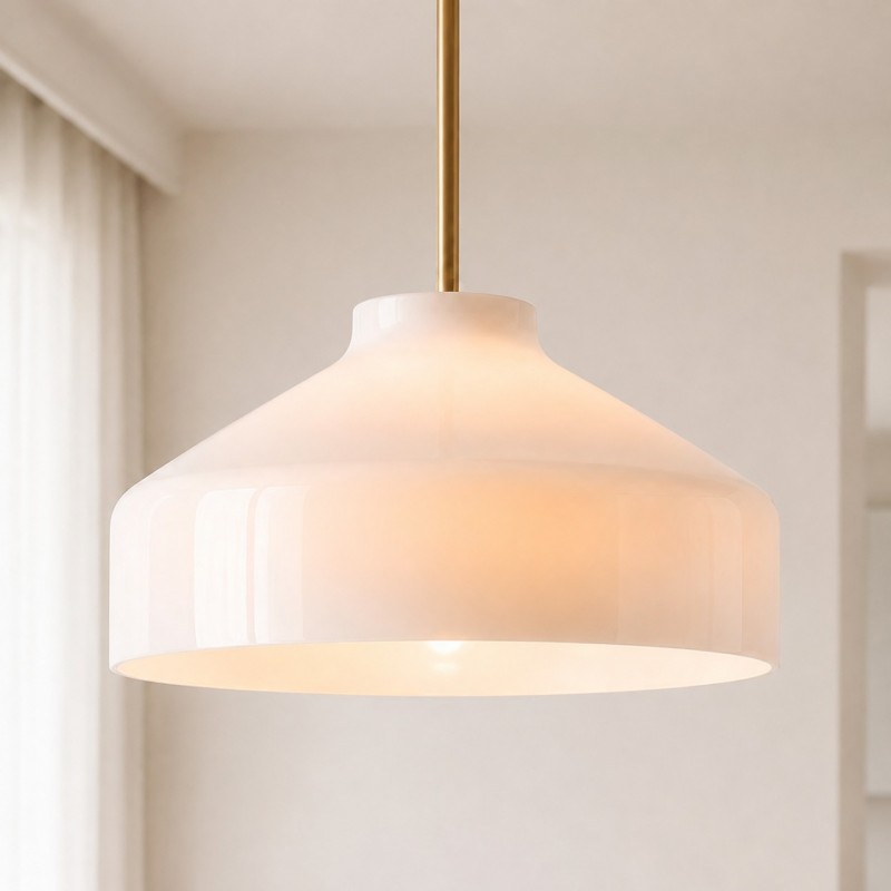 Drilon Modern Brass Rod Glass Shade Pendant Light