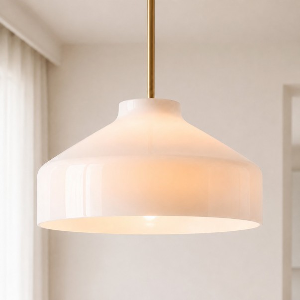 Drilon Modern Brass Rod Glass Shade Pendant Light